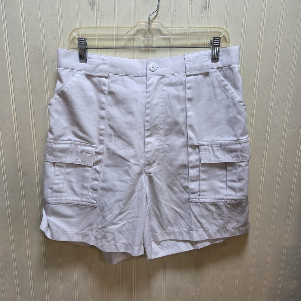 Weekender Traveler Cargo Shorts Mens 38 White Polyester Cotton Elastic 9 Inseam